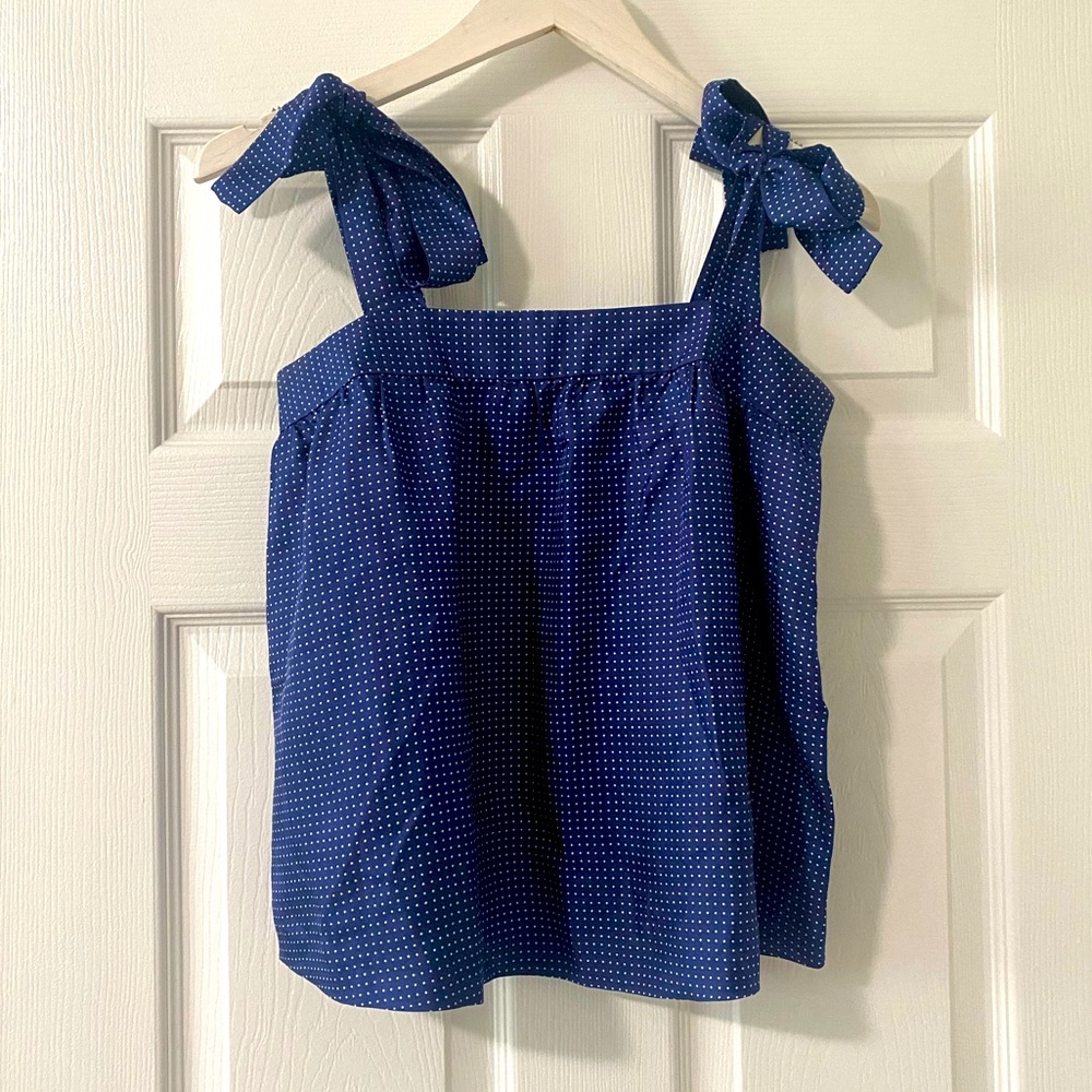 J.Crew Tie Shoulder Polka Dot Blouse